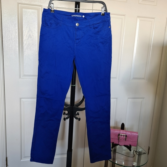 emerson Denim - EMERSON Denim 14 Blue Skinny Zip Up Distressed Denim Jeans Springs Womens Pants